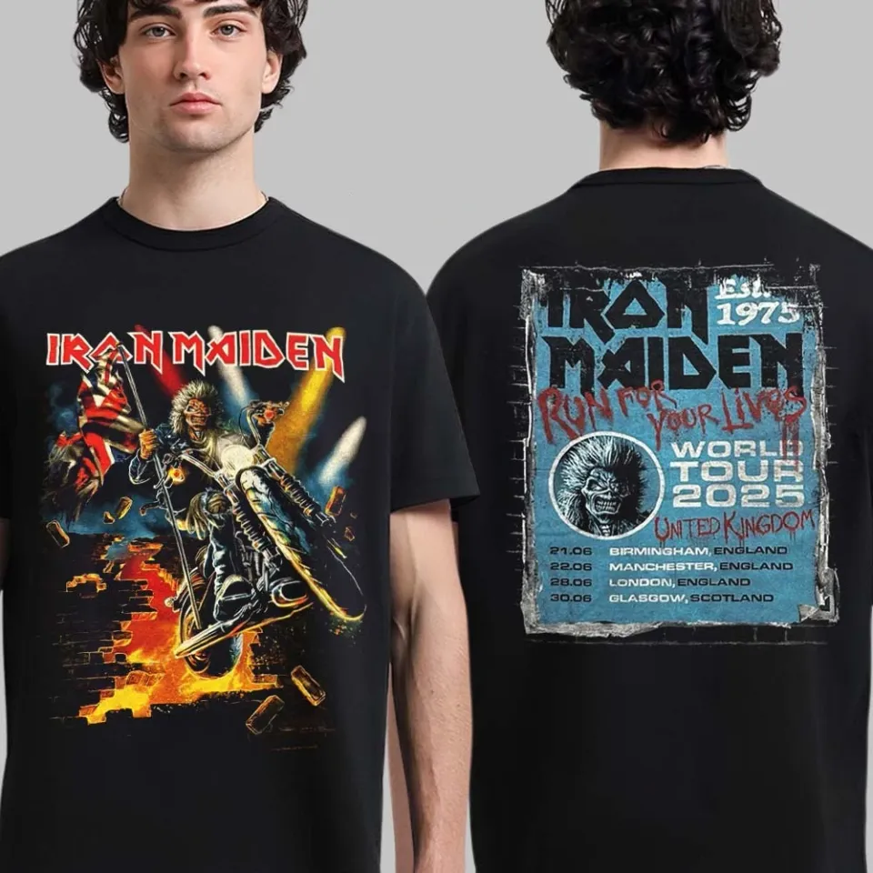 1Iron Maiden Run For Your Lives World Tour 2025 Uk Tour Dates T-Shirt