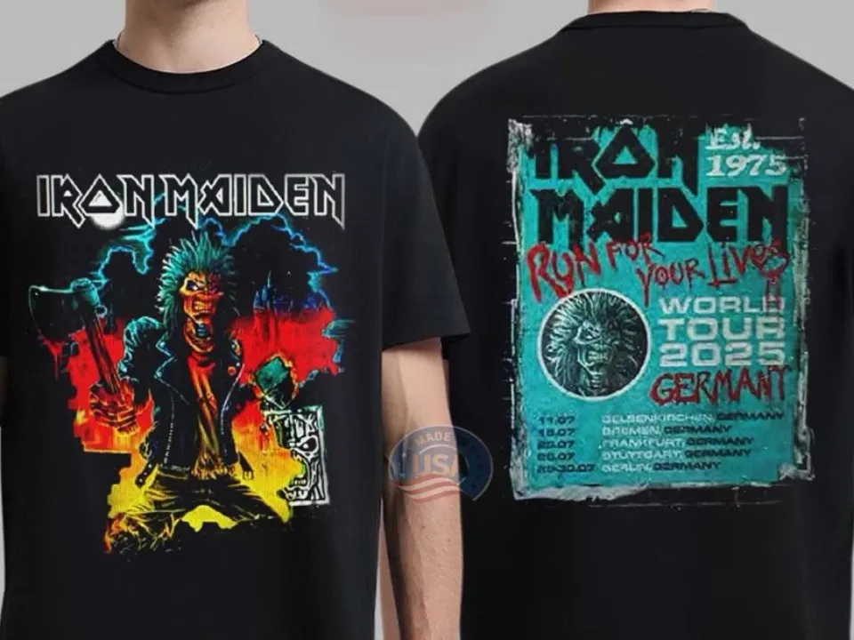 Iron Maiden Run For Your Lives World Tour 2025 Germany Tour Event T-Shirt