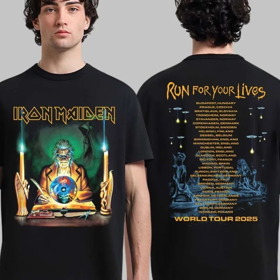 Iron Maiden Run For Your Lives World Tour 2025 Double Sided T-Shirt