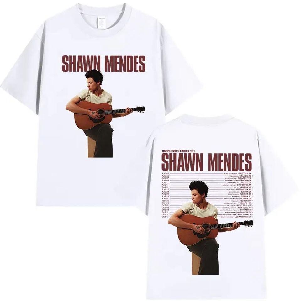 Singer Shawn Mendes Tour 2025 Album Graphic T-Shirt