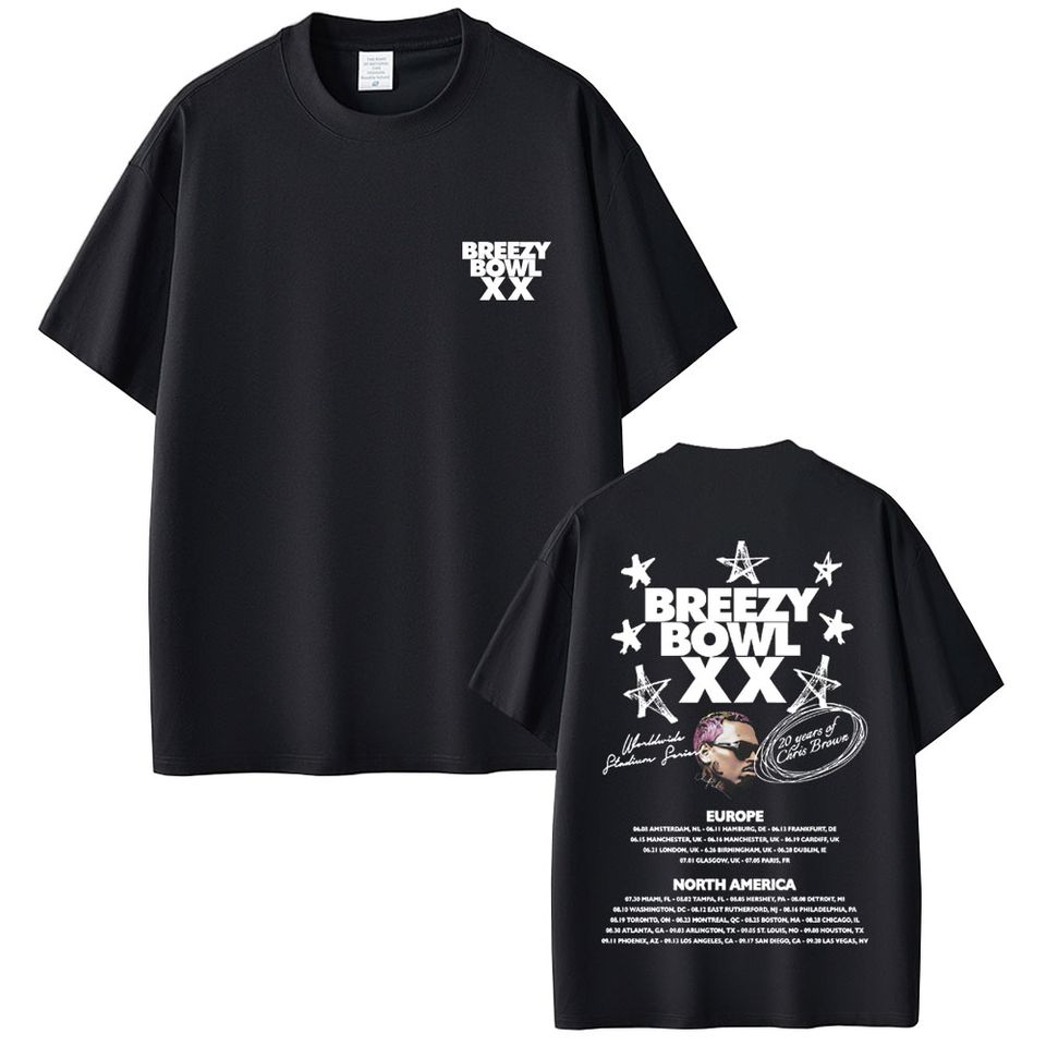 Chris Brown Breezy Bowl Xx Tour 2025 Shirt Pop Hip Hop Retro Concert Shirt