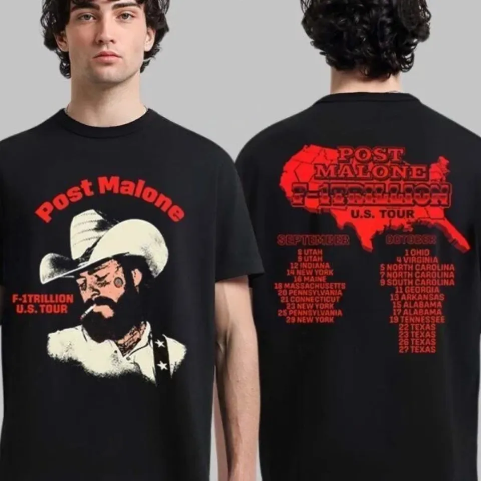 Post Malone F-1 Trillion Us Tour 2025 T-Shirt - Two-Sided Unisex Shirt