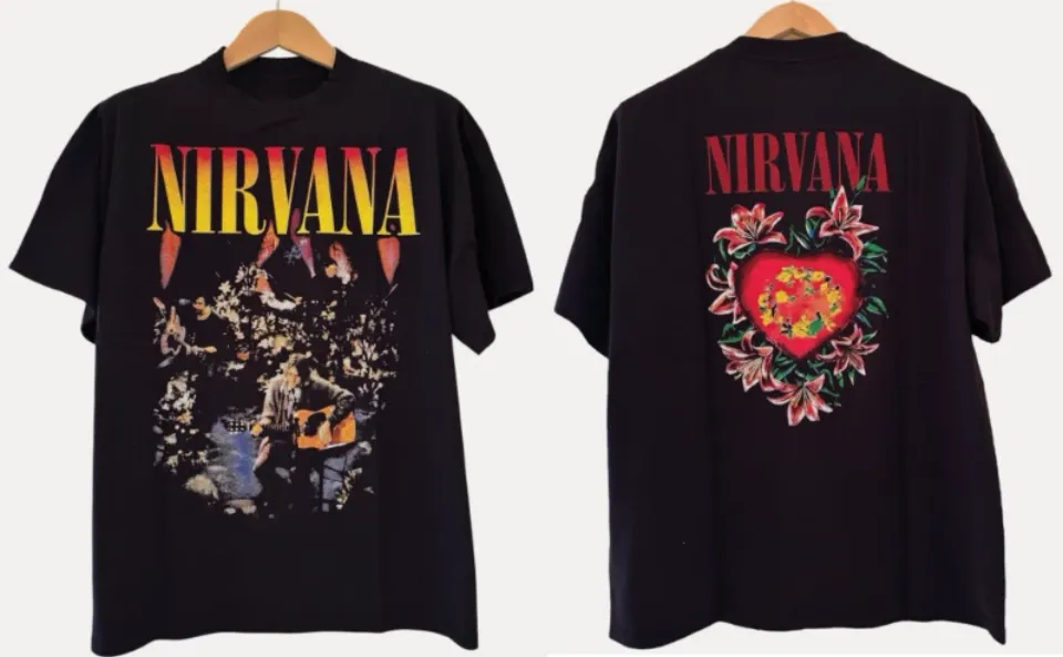 Nirvana Unplugged In Ny Vintage Reprint Double Sided T-Shirt