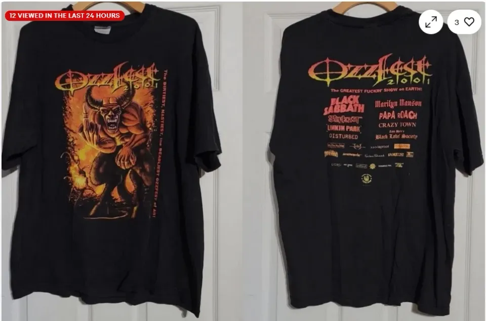 Vtg 2001 Ozzfest Tour Concert Rock Heavy Metal T-Shirt