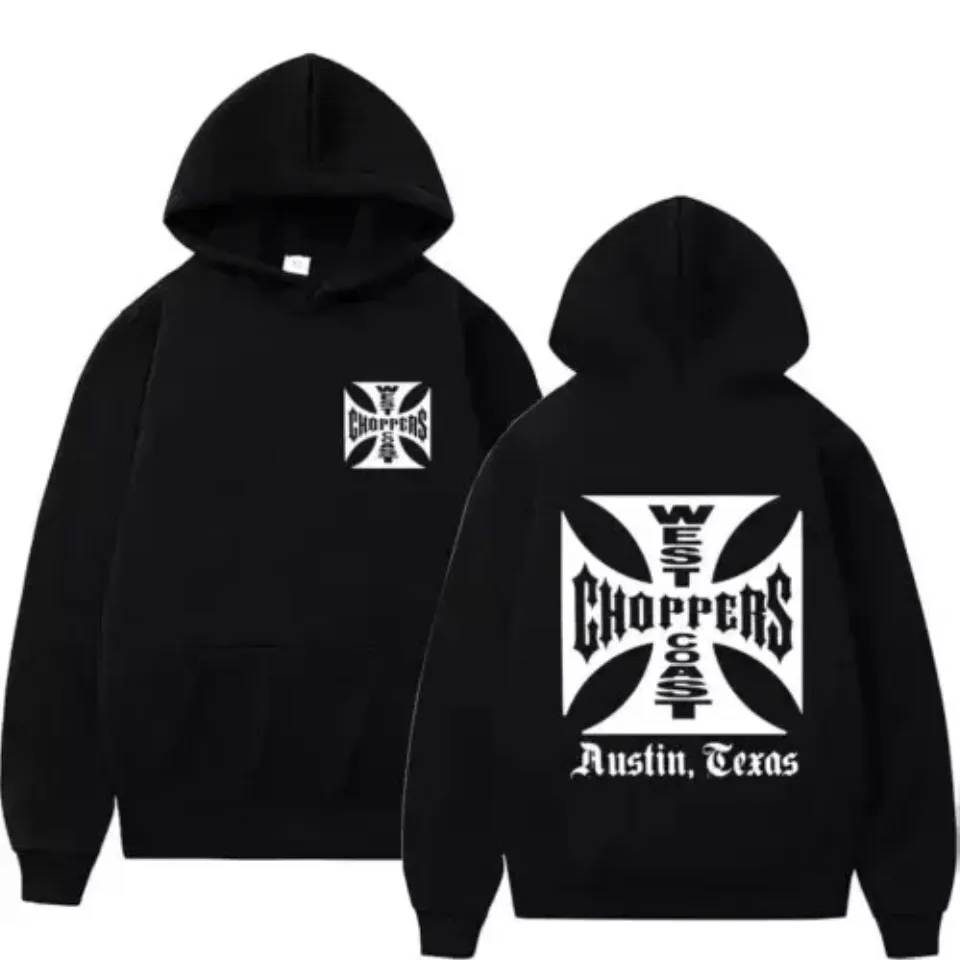 West Coast Choppers Fan Hoodie  Double-Sided Cross Graphic Pullover Sweatshirt