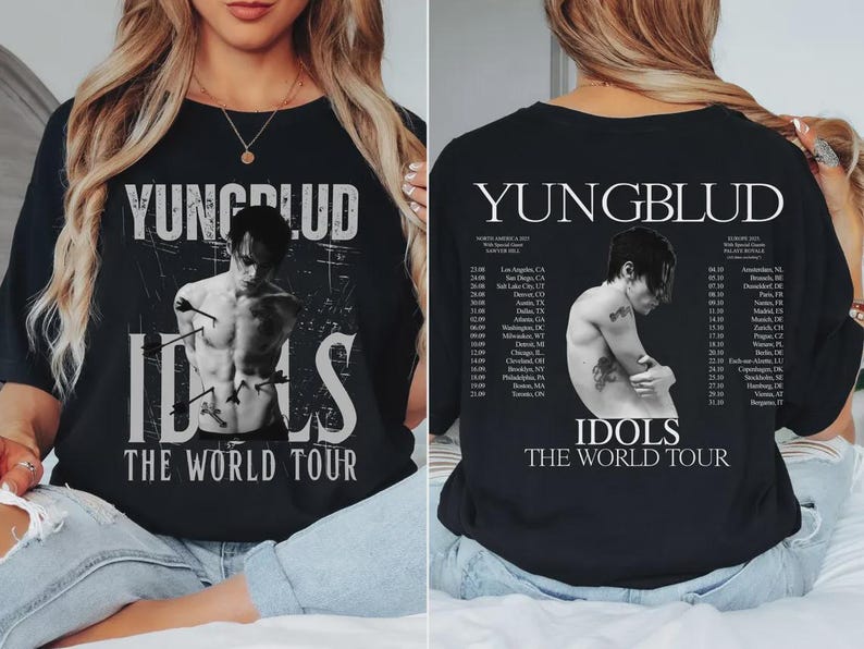 YungBlud - Idols: The World Tour Shirt, Retro Concert Band Shirt Black 
