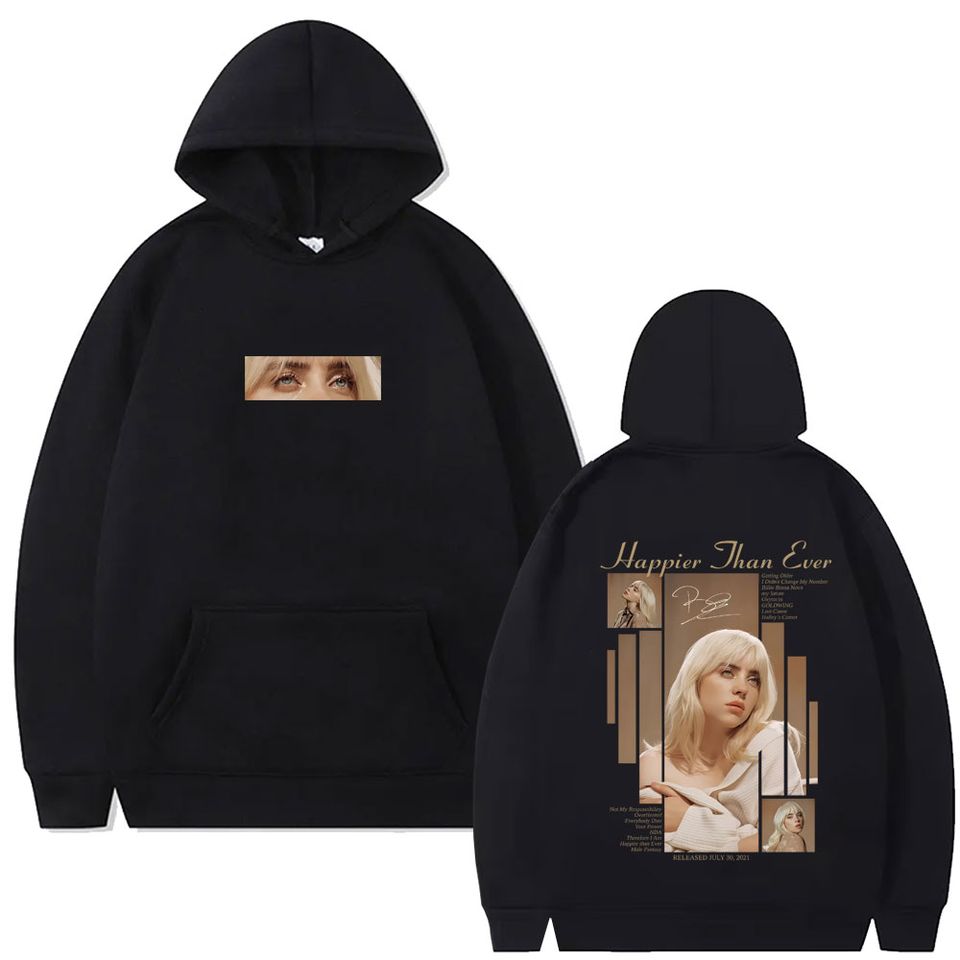 Billie Eilish Happier Than Ever 2025 Hoodie Pop Star Concert Merch