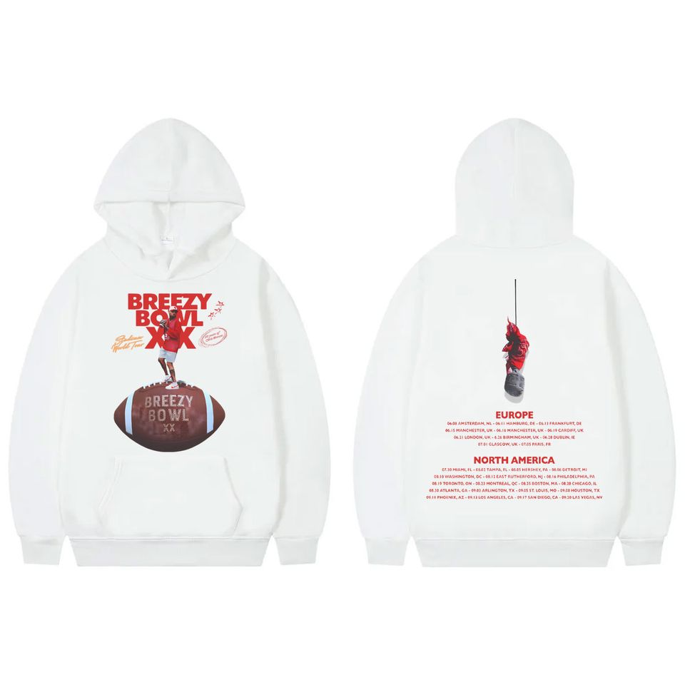 Chris Brown Breezy Bowl Xx Tour 2025 Hoodie Y2K Oversized Merch