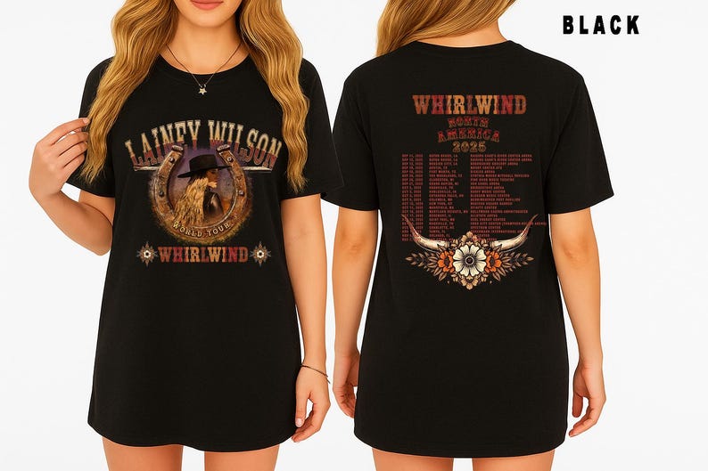 Lainey Wilson Whirlwind Tour 2025 Shirt Black 