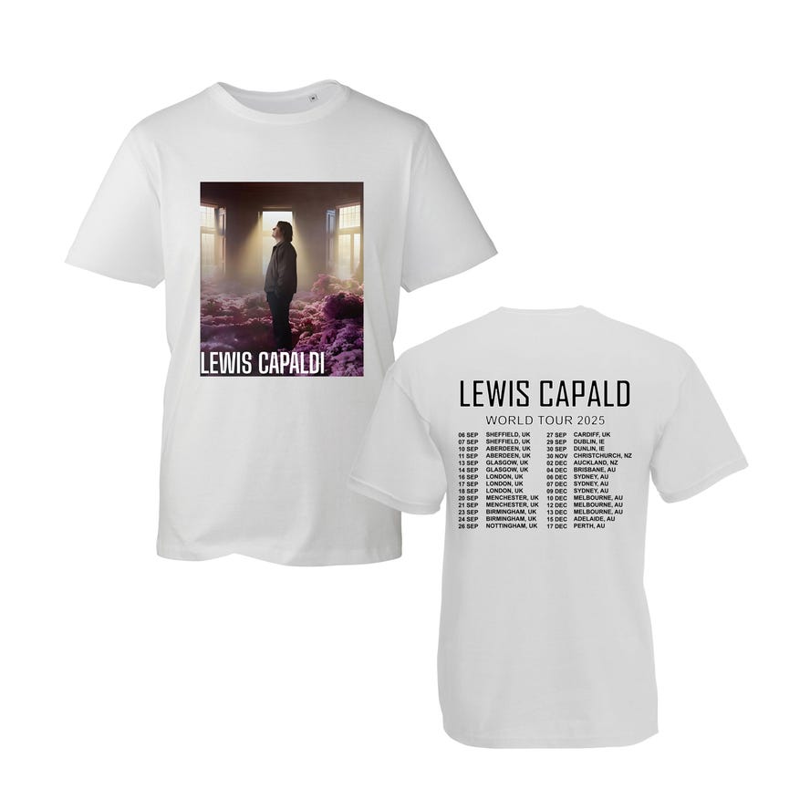 Lewis Brit Pop Capaldi World Tour 2025 Shirt White