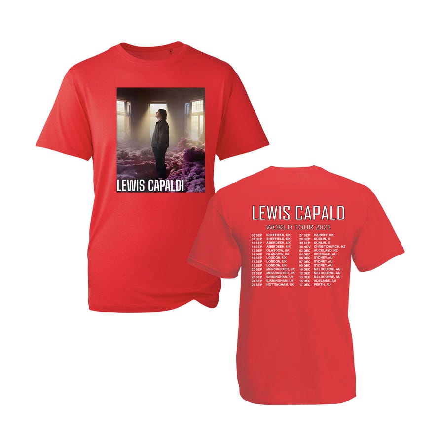 Lewis Brit Pop Capaldi World Tour 2025 Shirt Red