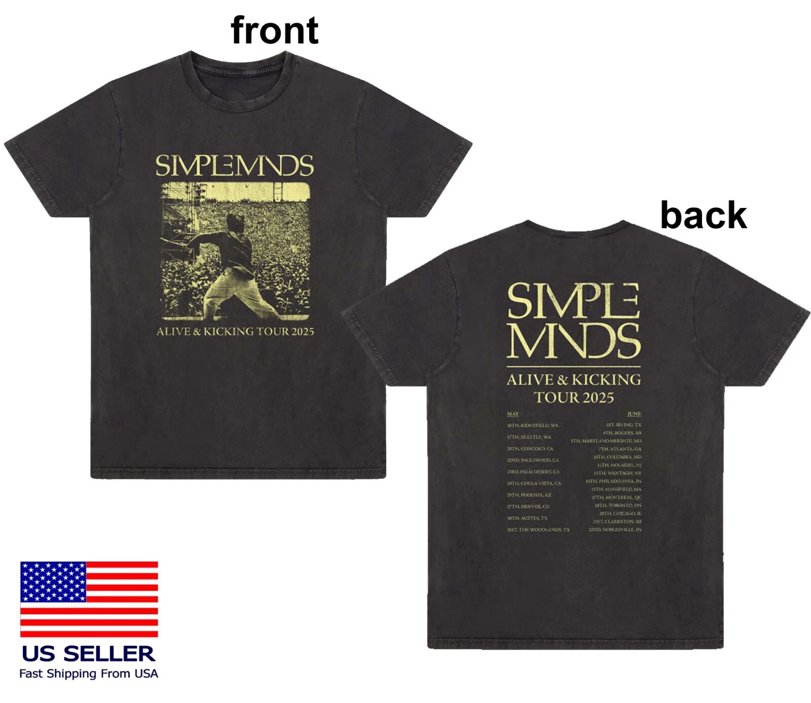 Simple Minds Alive & Kicking 2025 Tour Date T-Shirt