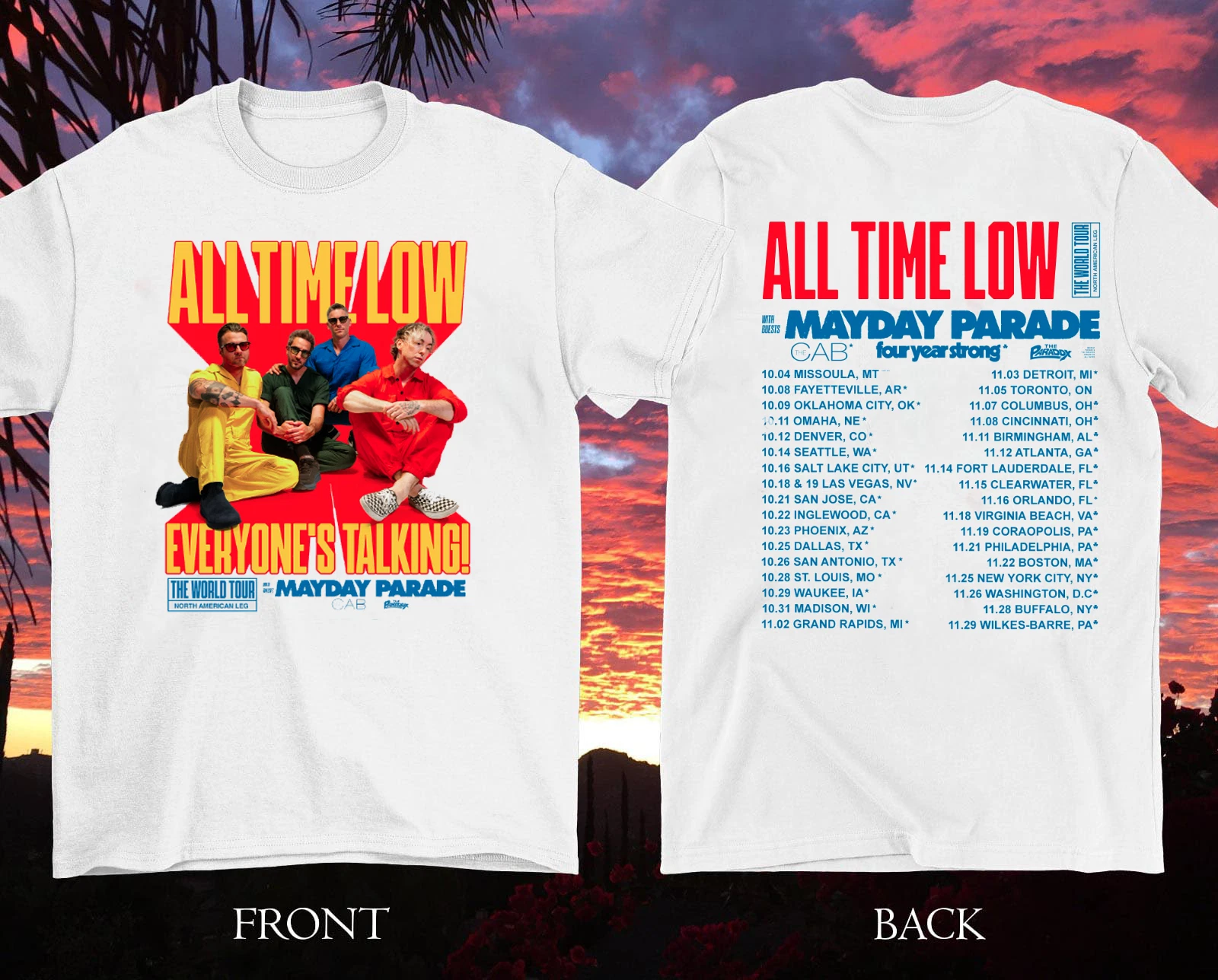 All Time Low Everyone'S Talking World Tour S To 5Xl T-Shirt