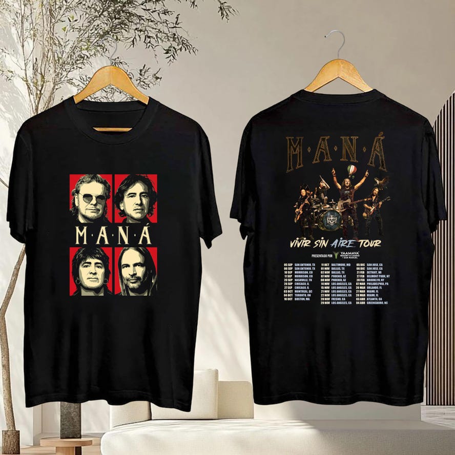 Man Vivir Sin Aire Tour 2025 T-Shirt, Mana Band Tour 2025 T-Shirt