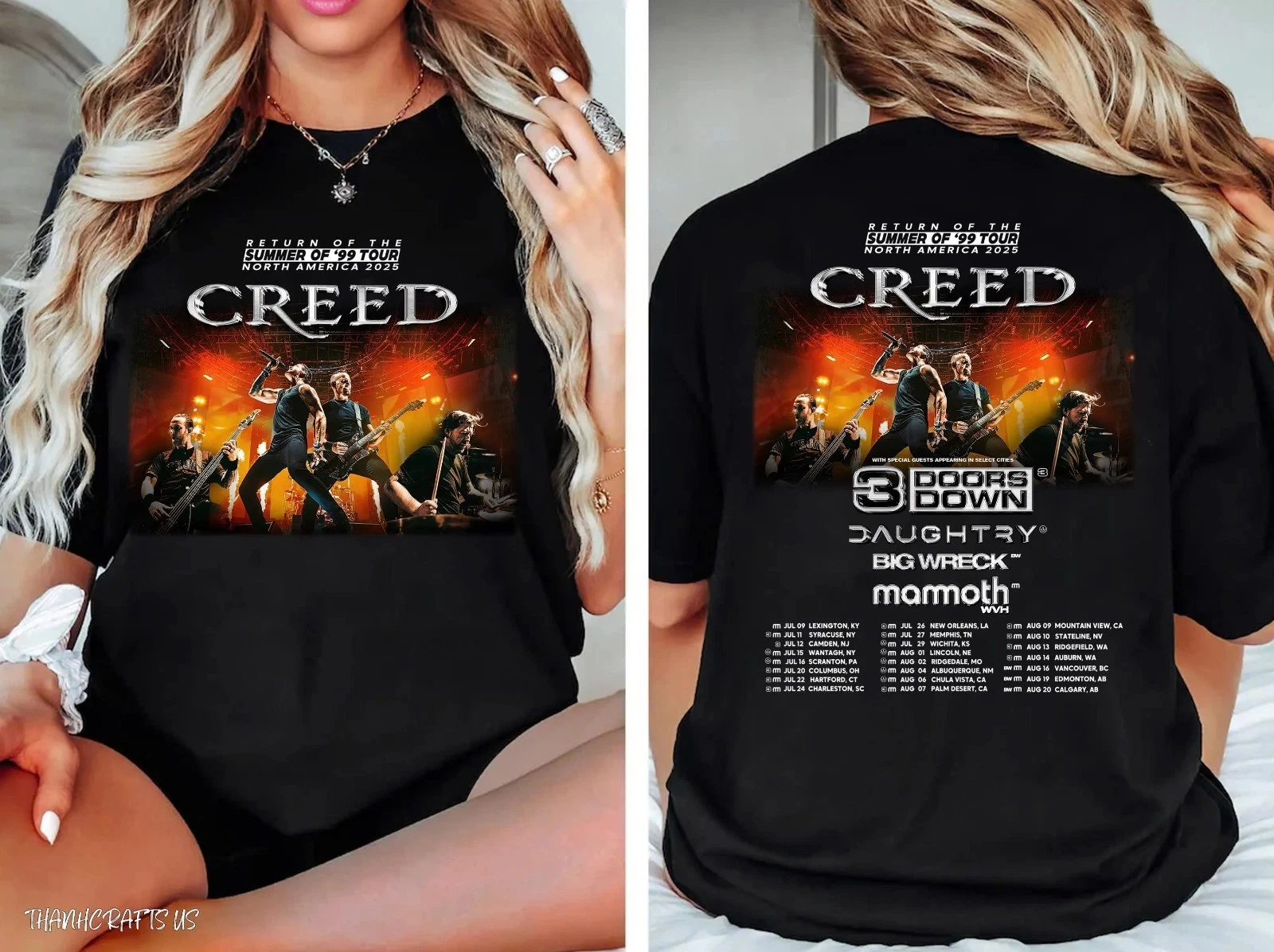 Creed Band 2025 Tour Summer Of 99 Tour Shirt