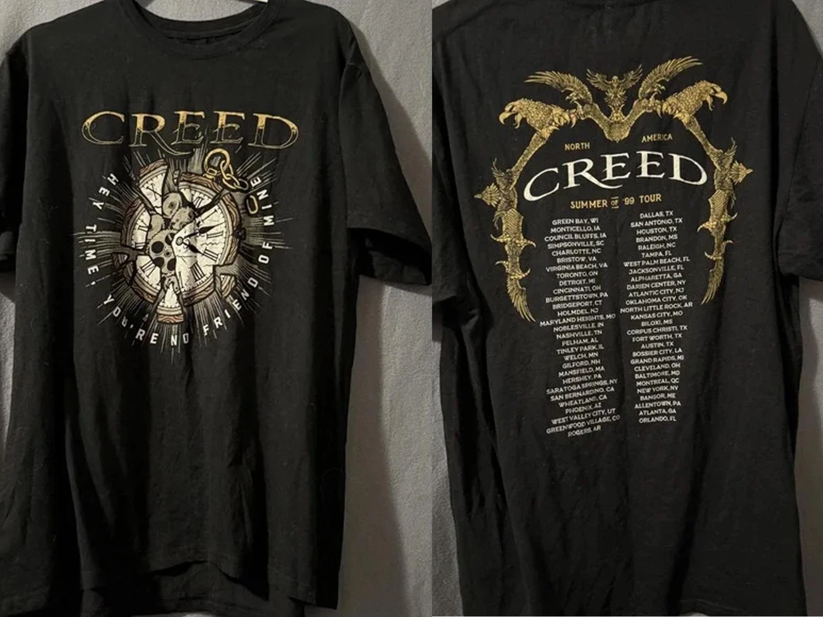 Vintage Creed Shirt Mens Extra Large 1999 Tour Band Rock Concert T-Shirt 90S