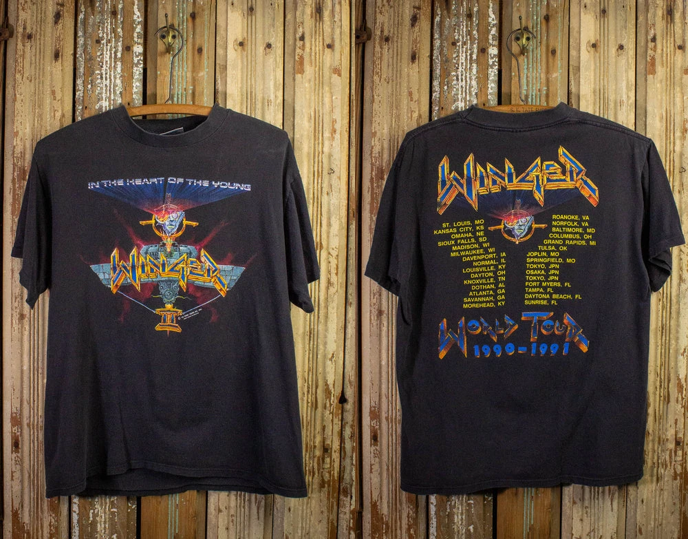 Vintage Winger In The Heart Of The Young World Tour Concert T Shirt 1990-1991