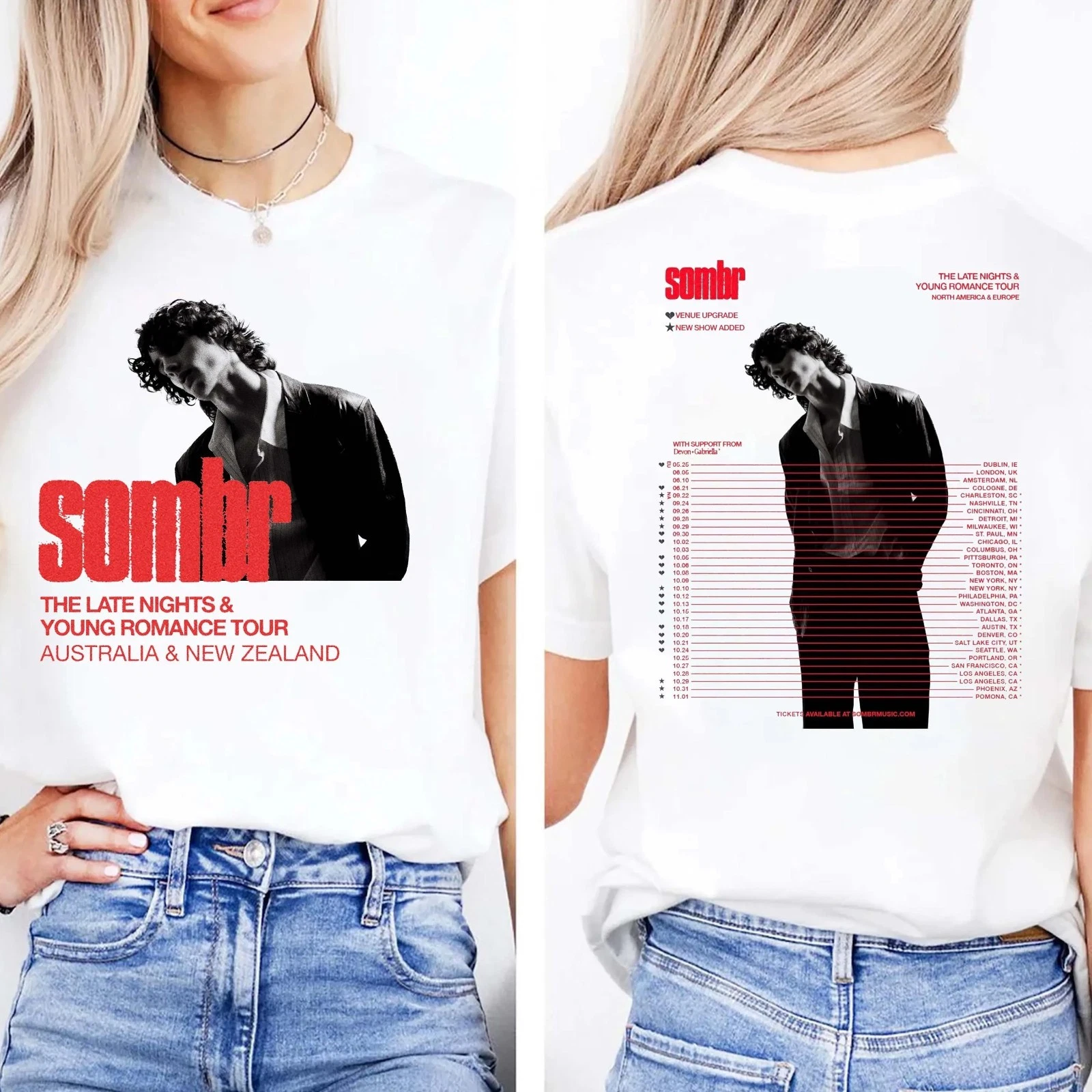 Sombr The Late Nights & Young Romance Tour North America And Europe Tour T-Shirt