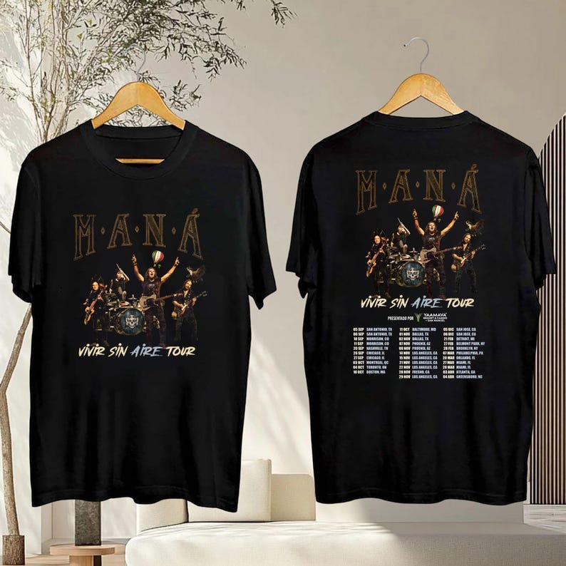 Mana Band Tour 2025 T-Shirt, Man Vivir Sin Aire Tour 2025 T-Shirt
