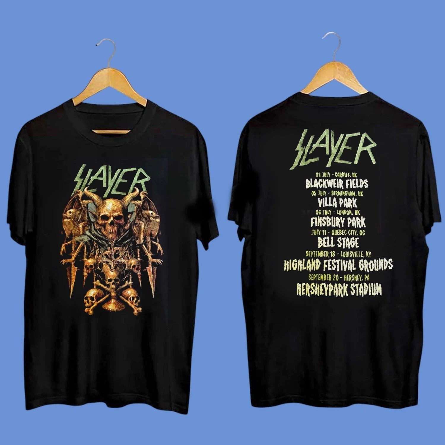 Slayer Farewell Tour 2025 Merch Tour Dates Two Sided T-Shirt
