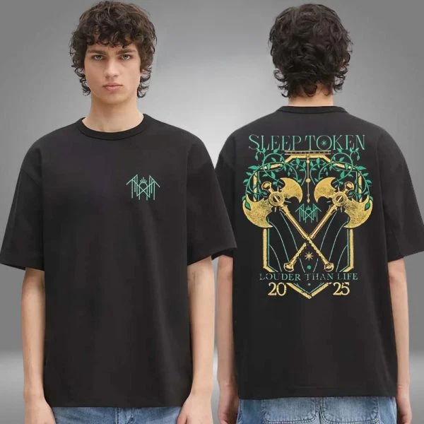 Sleep Token Merch Louder Than Life On Sept19 2025 Two Axes Two Sided T-Shirt