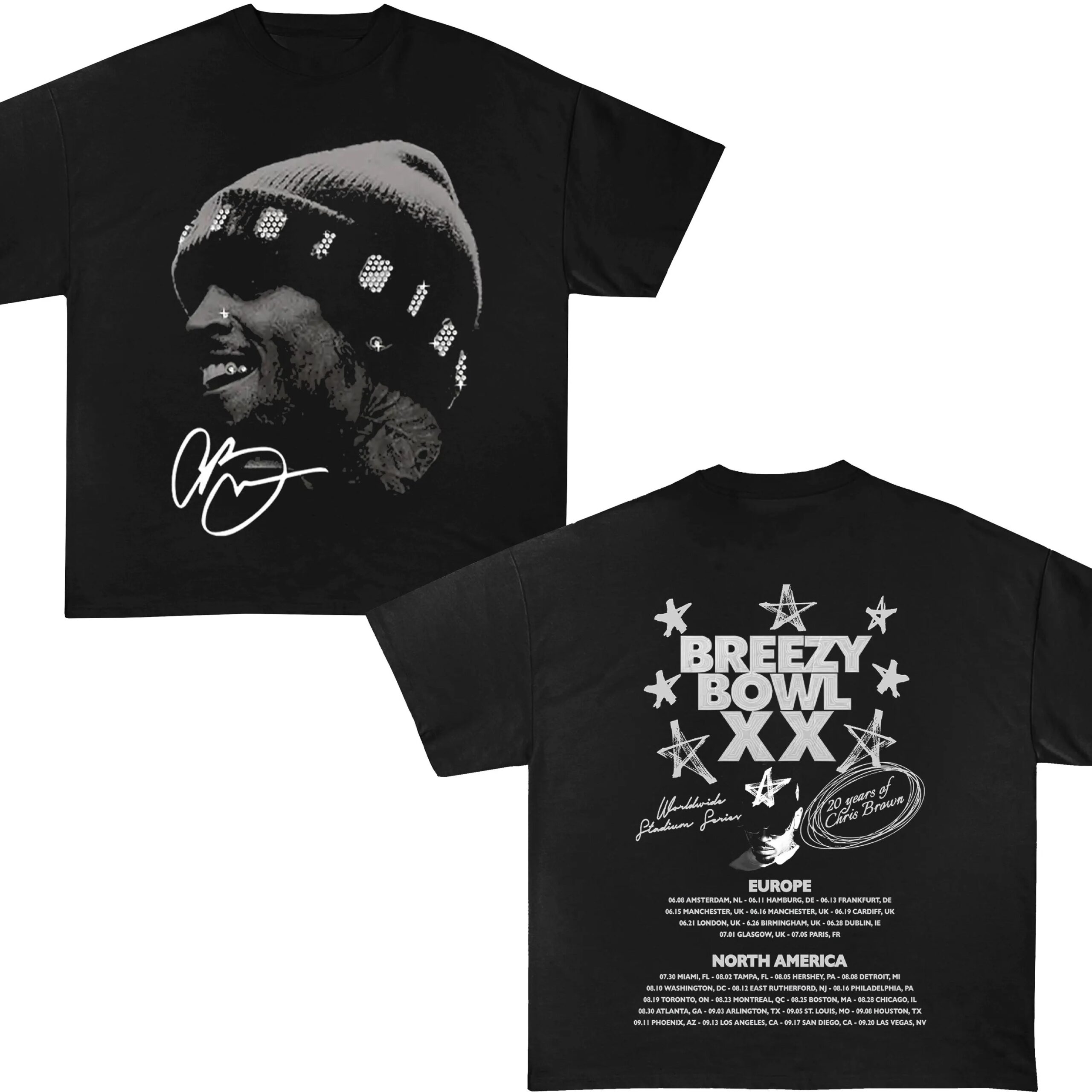 Chris Brown Breezy Bowl Xx 2025 Vintage 2 Side Shirt, Chris Brown Breezy Graphic Shirt