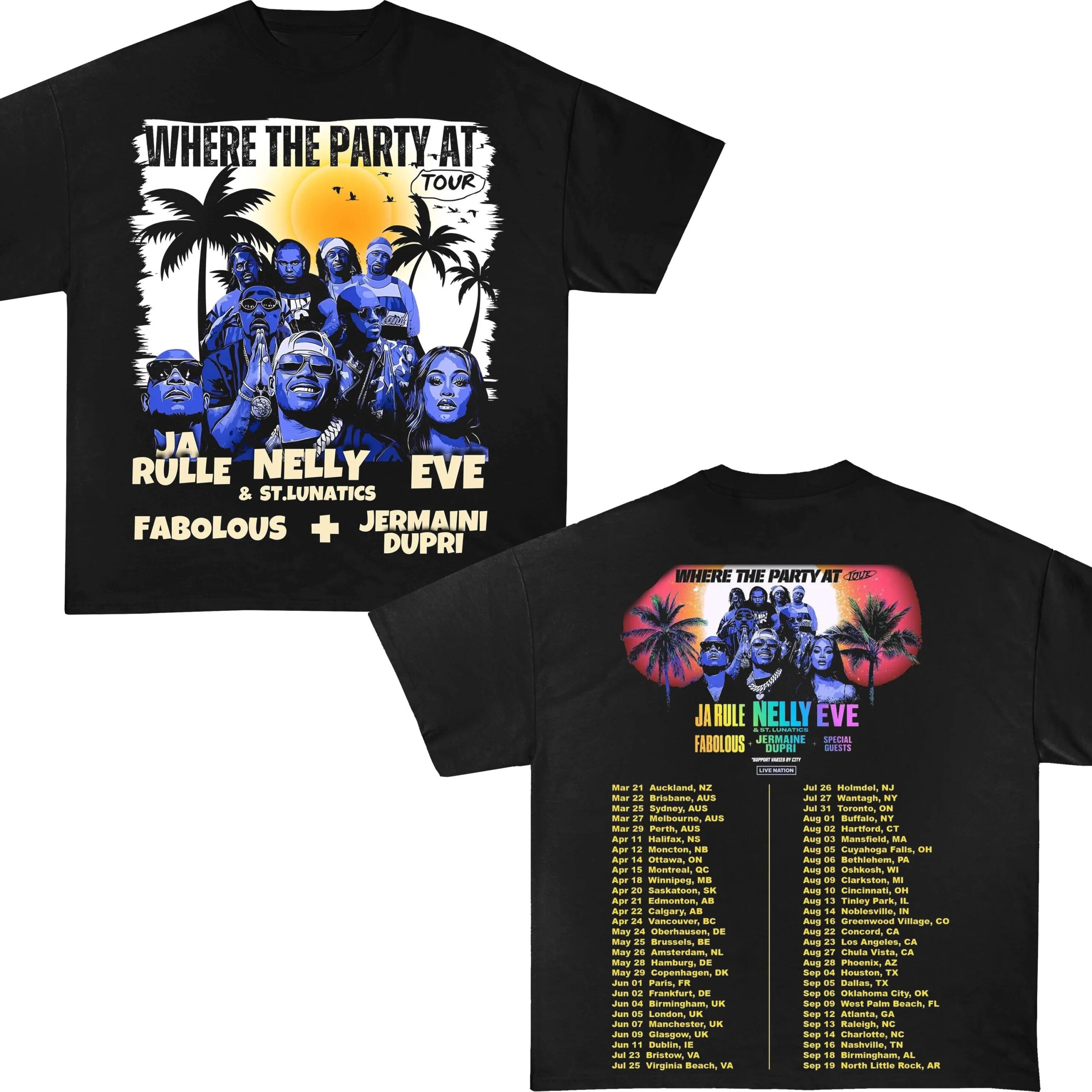 Where The Party At Tour Shirt Nelly Ja Rule Eve Fabolous Chingy Shirt
