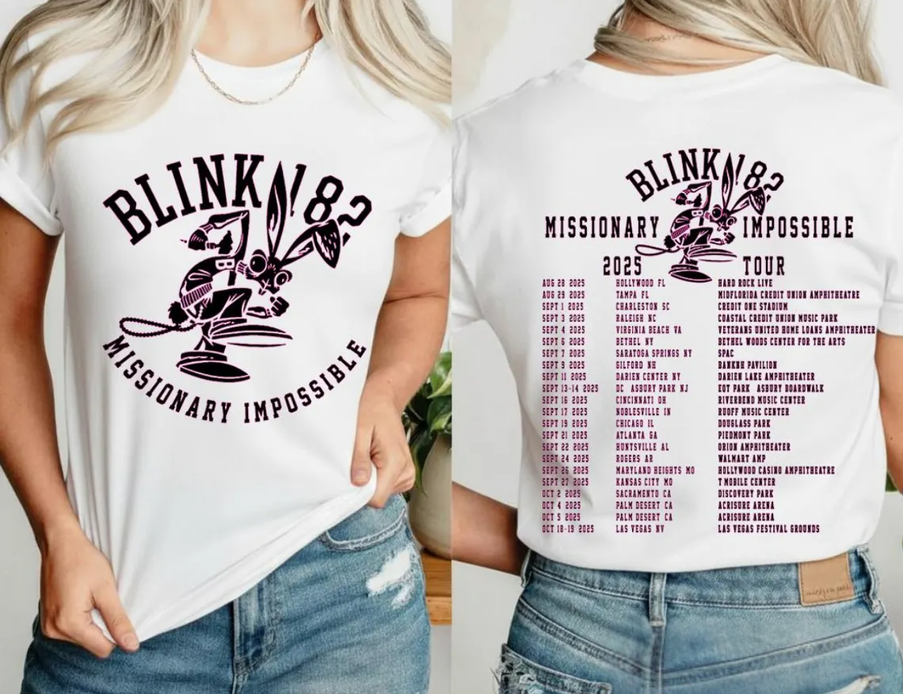 Blink 182 Missionary Impossible Tour 2025 Shirt Pop Punk Concert Merch Shirt