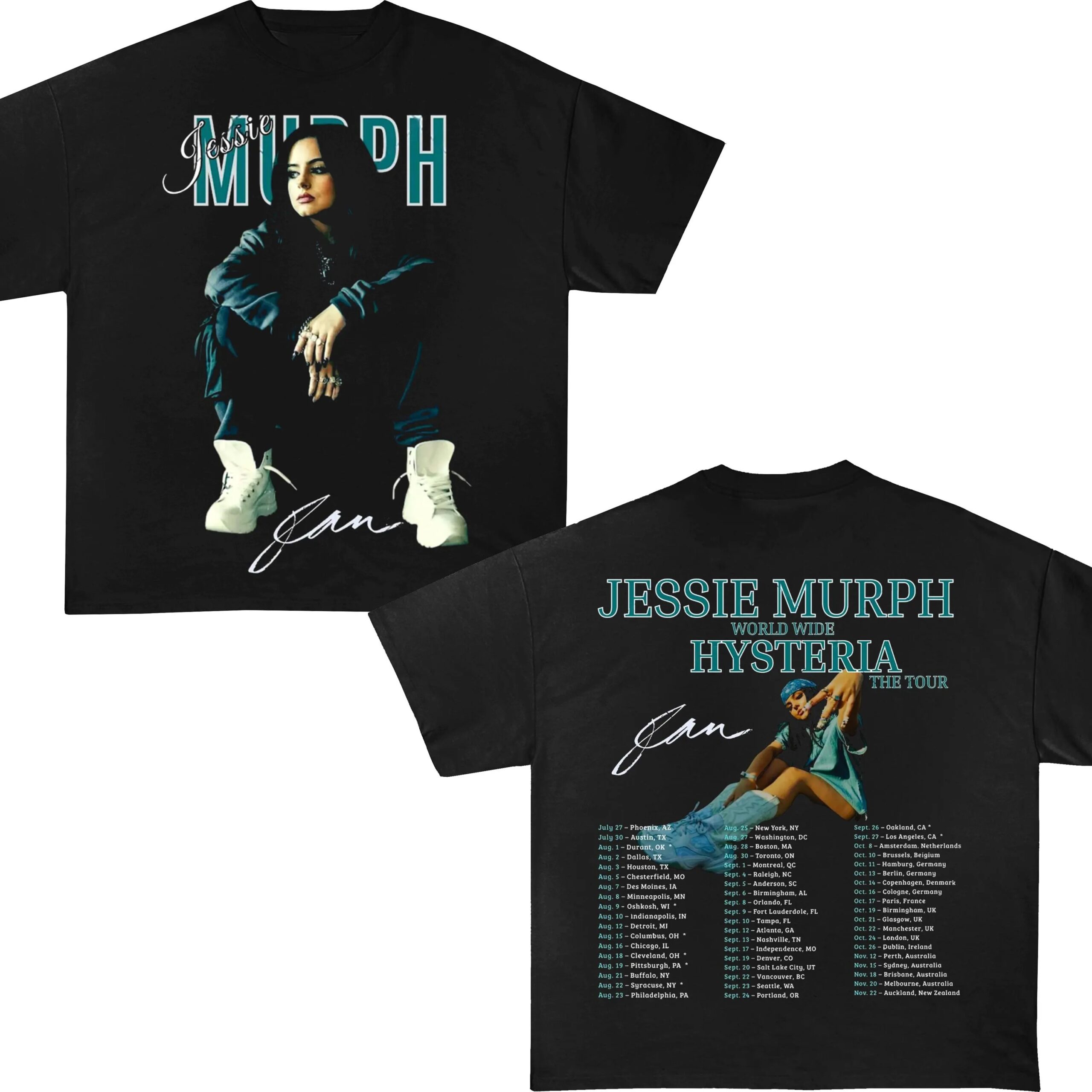 Jessie Murph Tour 2025 Shirt Worldwide Hysteria Sad Girl Concert Fan Shirt