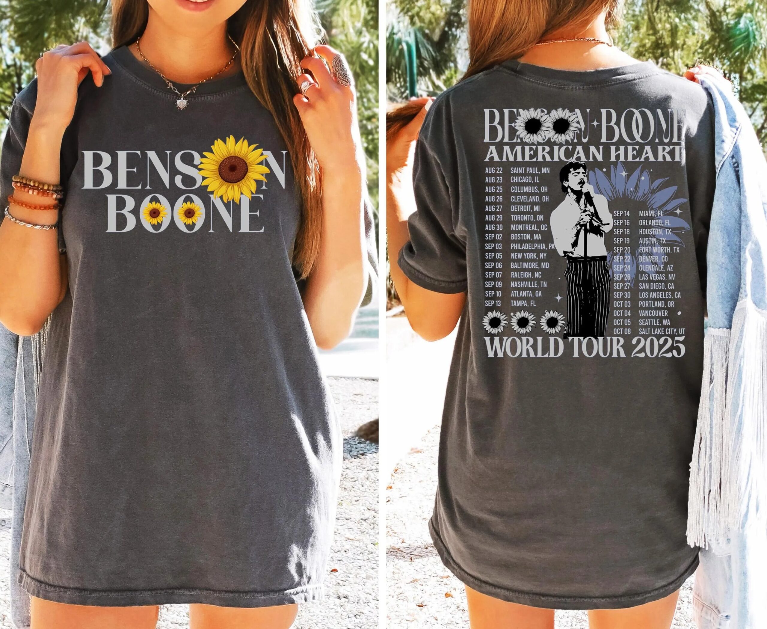 Benson Boone American Heart Tour 2025 Shirt Retro Concert Fan Shirt