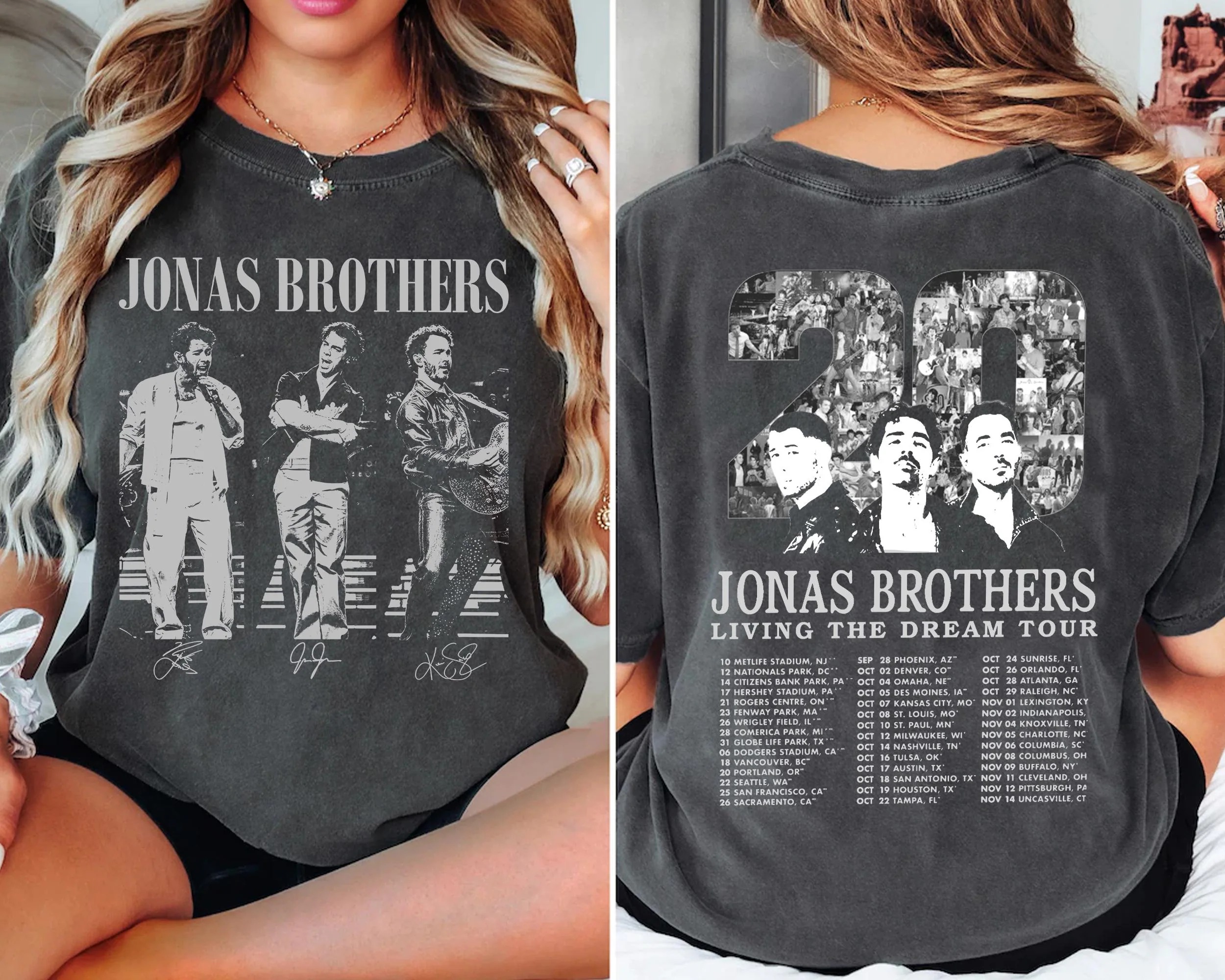 Jonas Brothers Living The Dream Tour 2025 Shirt 20Th Anniversary Concert Shirt