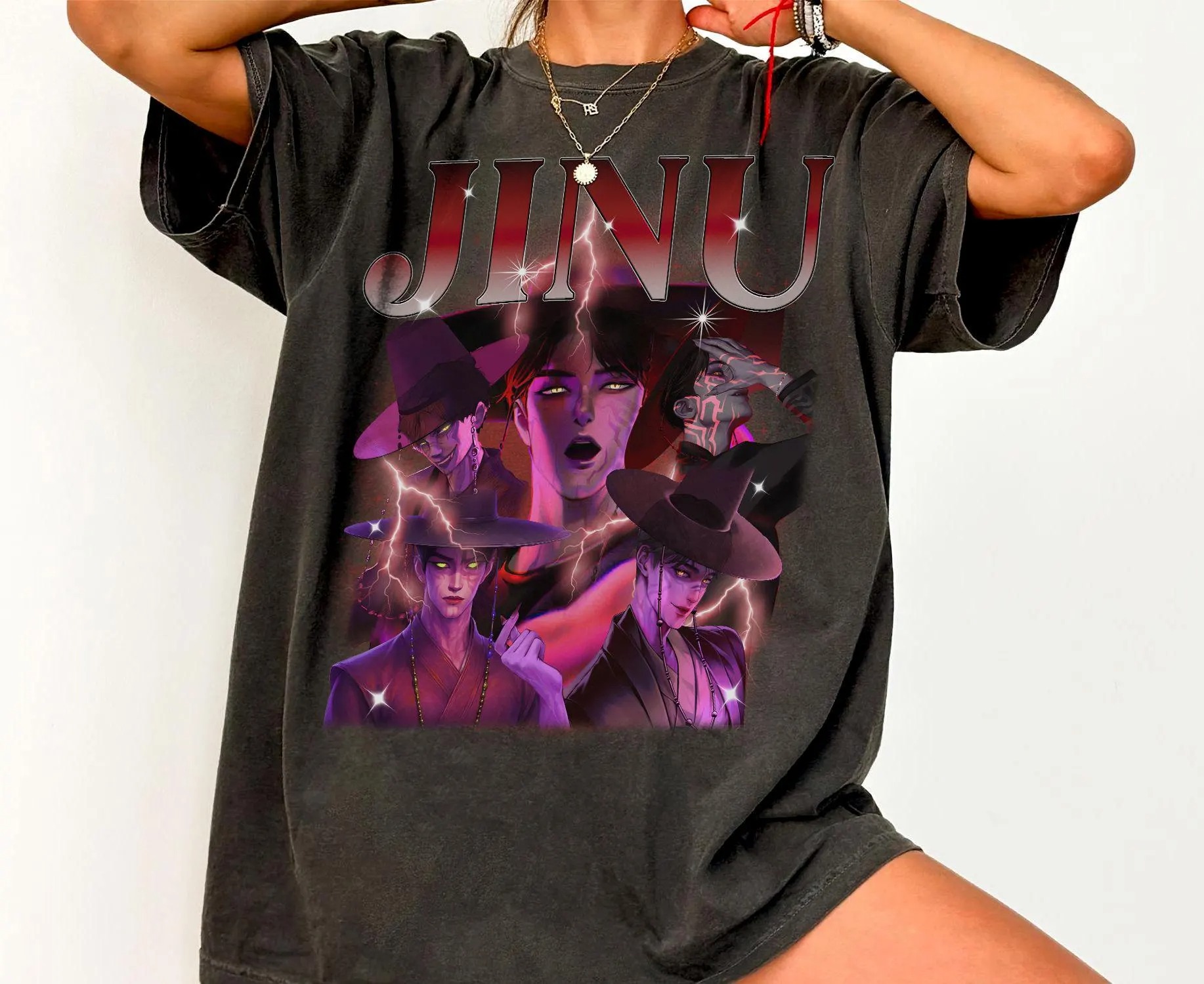 Jinu Kpop Saja Boys Band Shirt Demon Hunters Movie Graphic Kpop Fan Shirt