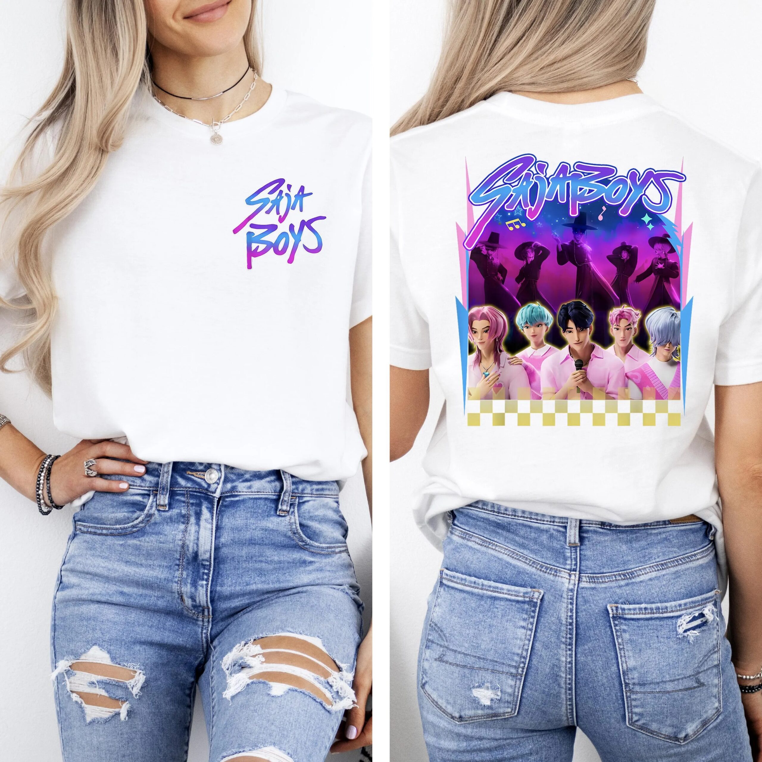 Kpop Saja Boys Tshirt, Demon Hunters Top, Huntrix Saja Boys Shirt, Anime Shirt