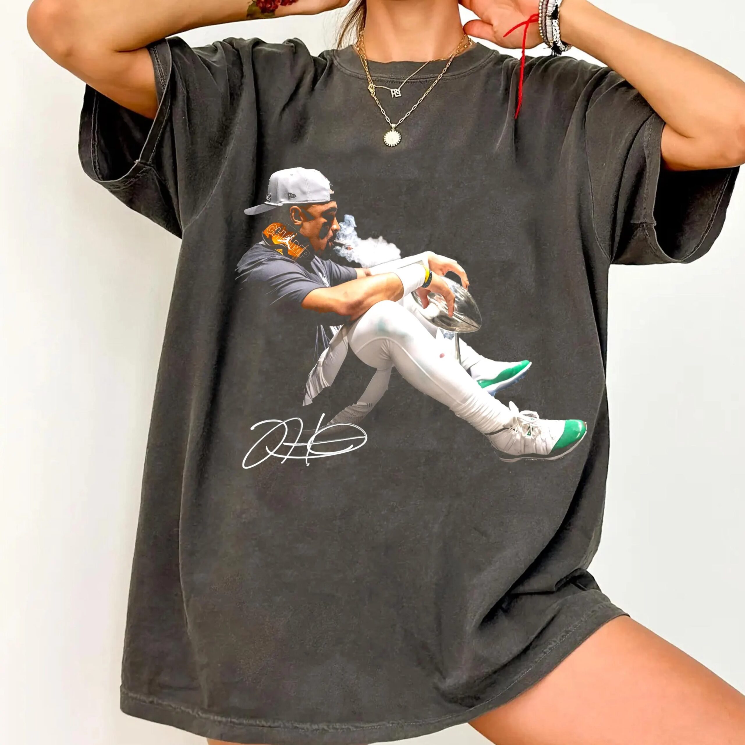 Jalen Hurts Victory Cigar Shirt Vintage Y2K Graphic Football Fan Shirt