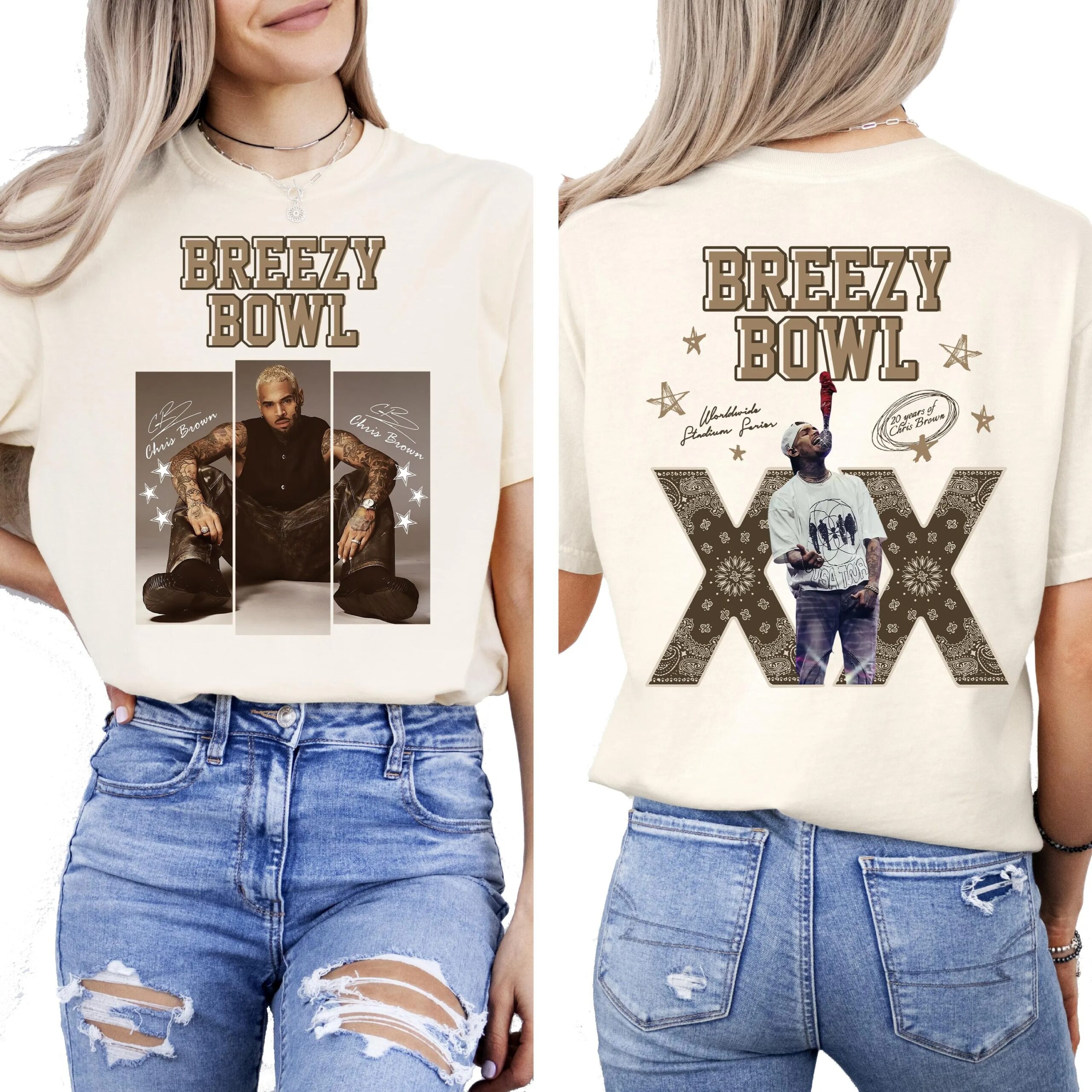 Chris Brown Breezy Bowl Xx Tour 2025 Shirt Album Graphic Concert Shirt