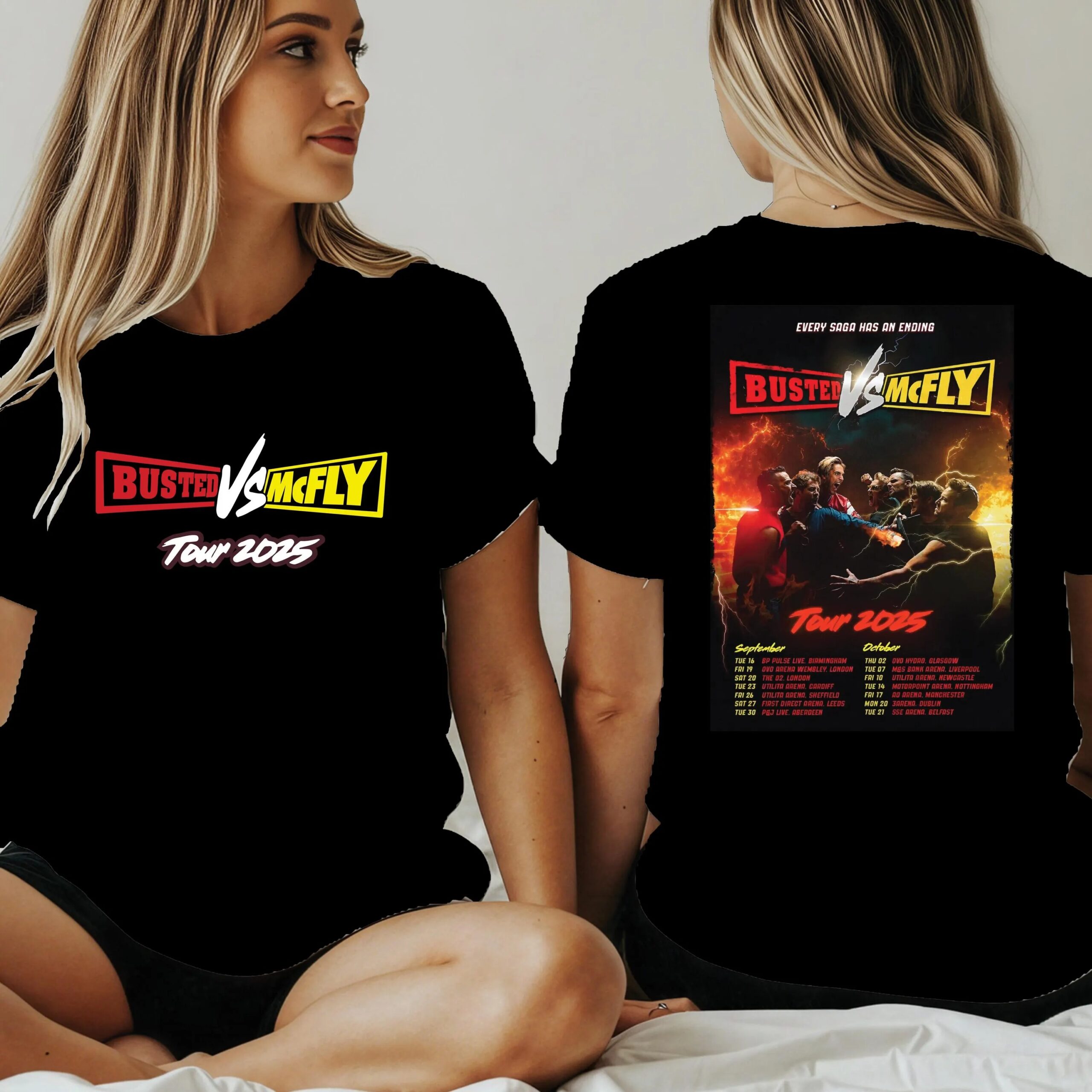 Busted Vs Mcfly Tour Shirt Pop Rock Concert Fan Merch Graphic Music Shirt