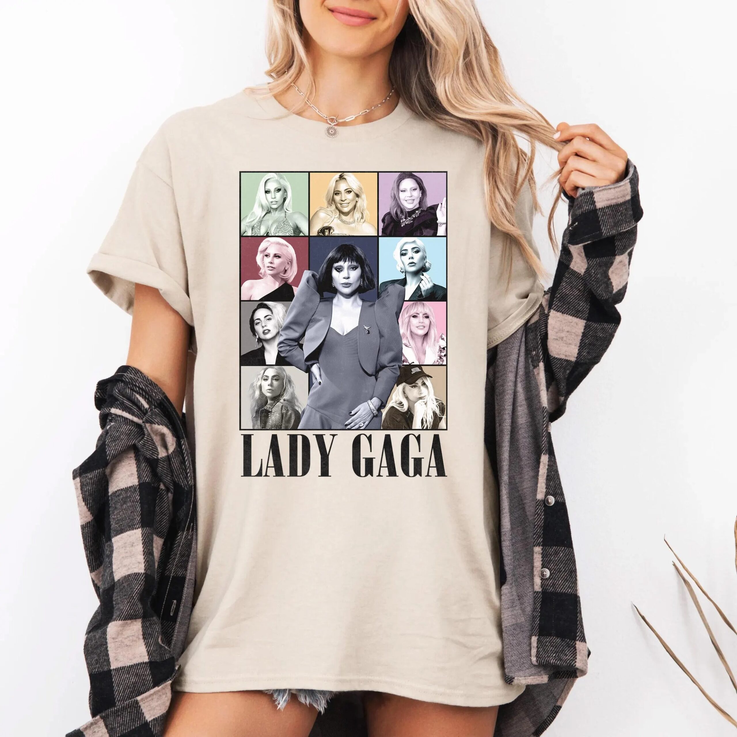 Lady Gaga Fan Tribute Shirt Vintage Pop Icon Collage Shirt
