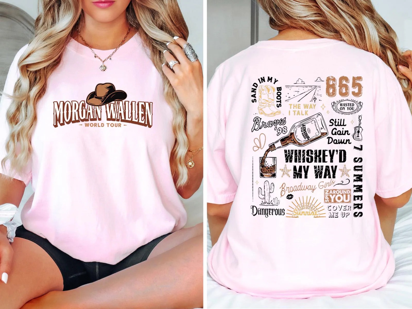 Morgan Wallen World Tour 2025 Shirt Two Sided Country Concert Cowgirl Music Shirt
