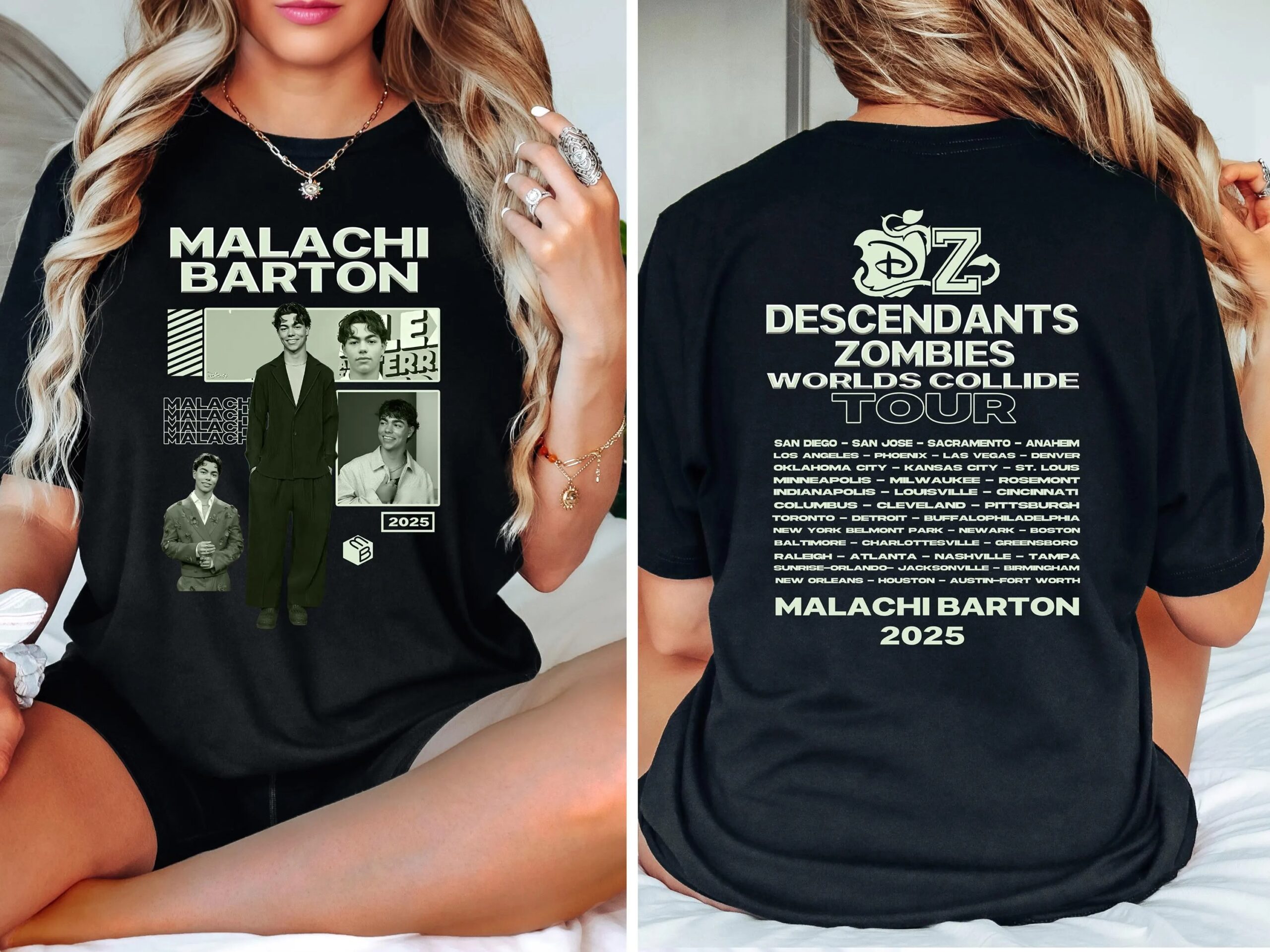 Malachi Barton Descendants Tour 2025 Shirt Zombies Worlds Collide Disney Concert Shirt