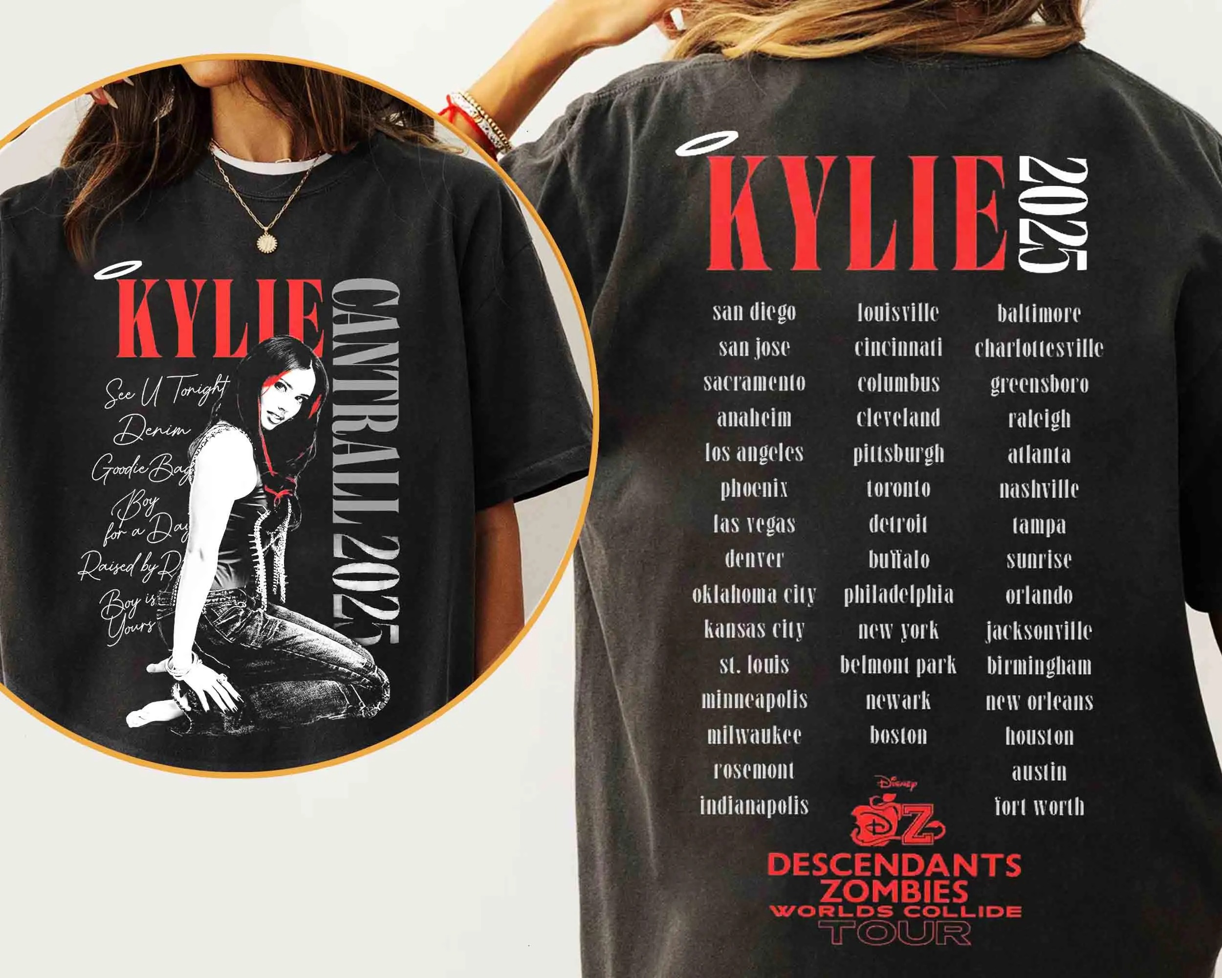 Kylie Cantrall Descendants Tour 2025 Shirt Rise Of Red Disney Zombies Concert Shirt