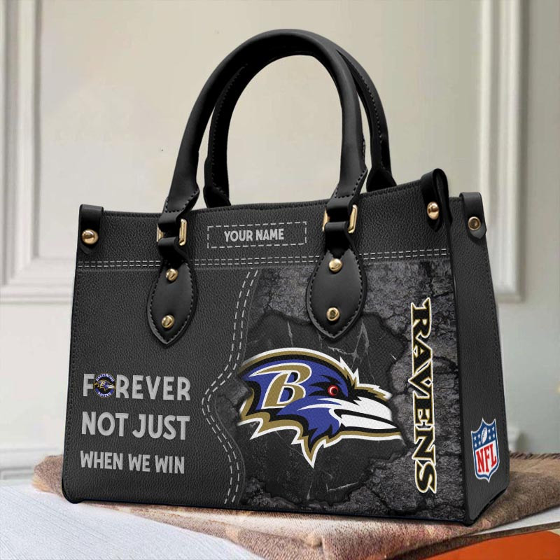 Baltimore Ravens Forever Not Just When We Win NFL Women Leather Handbag
