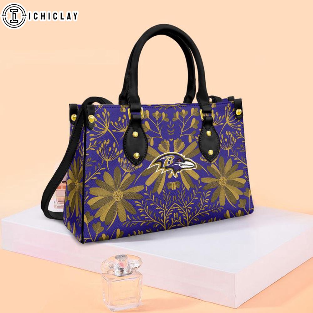 Baltimore Ravens Floral Character NFL Premium NFL Women Leather Handbag