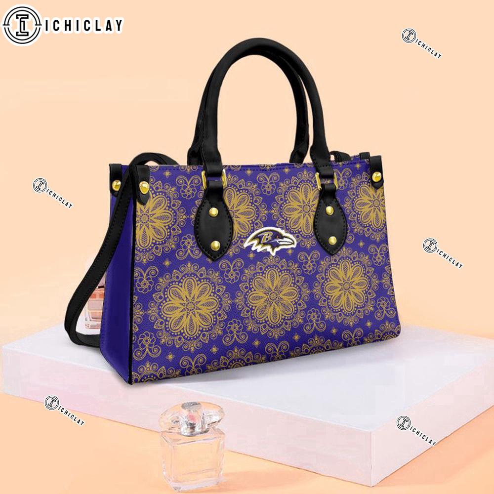 Baltimore Ravens Flower NFL Leather Handbag For Women