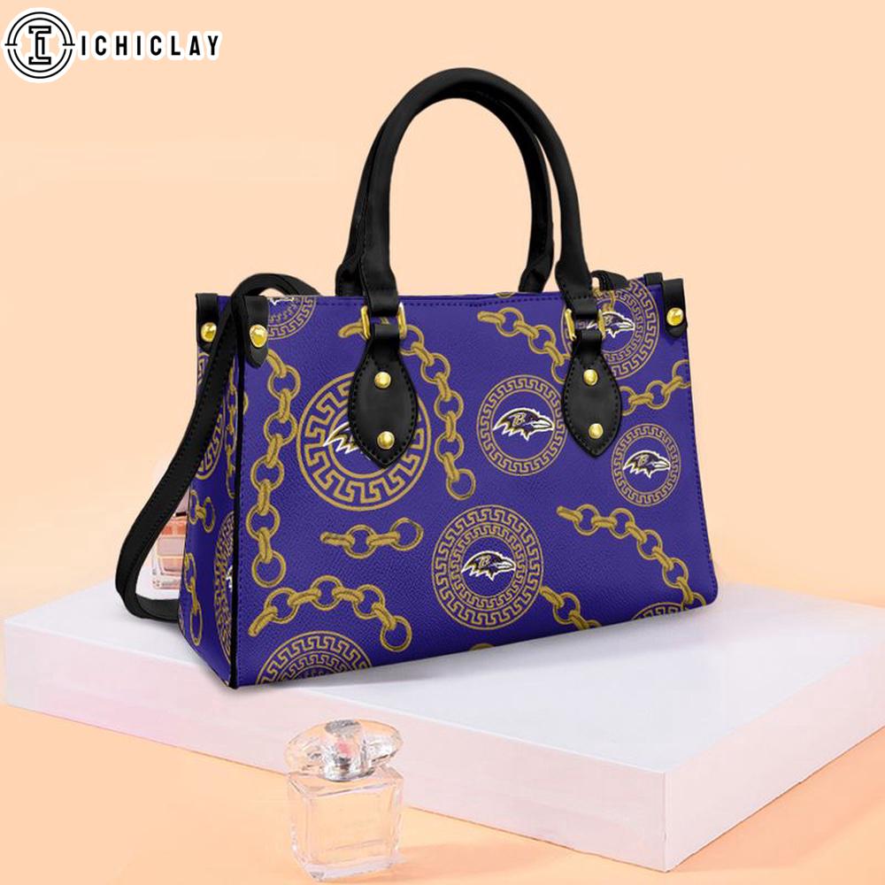 Baltimore Ravens Chain Pattern 2025 NFL Women Leather Handbag