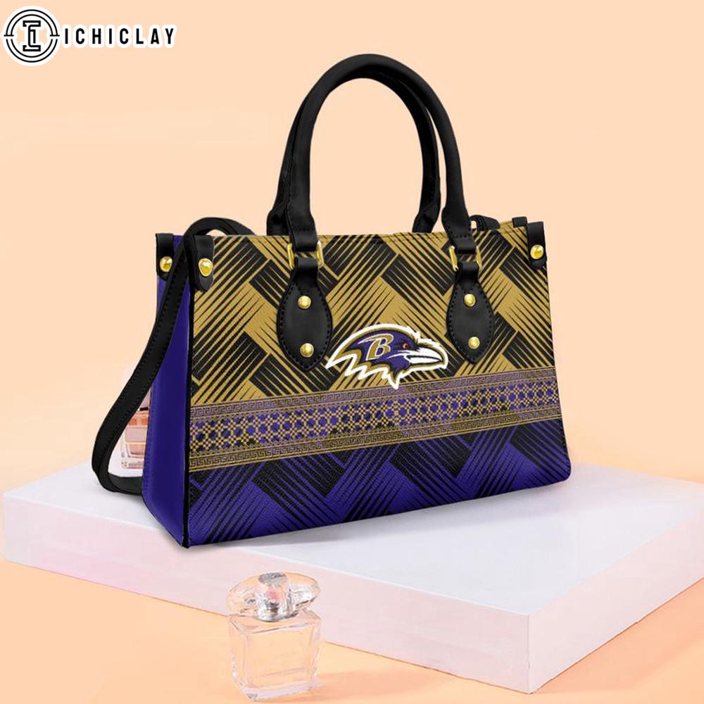 Baltimore Ravens Geometric Pattern Premium NFL Women Leather Handbag