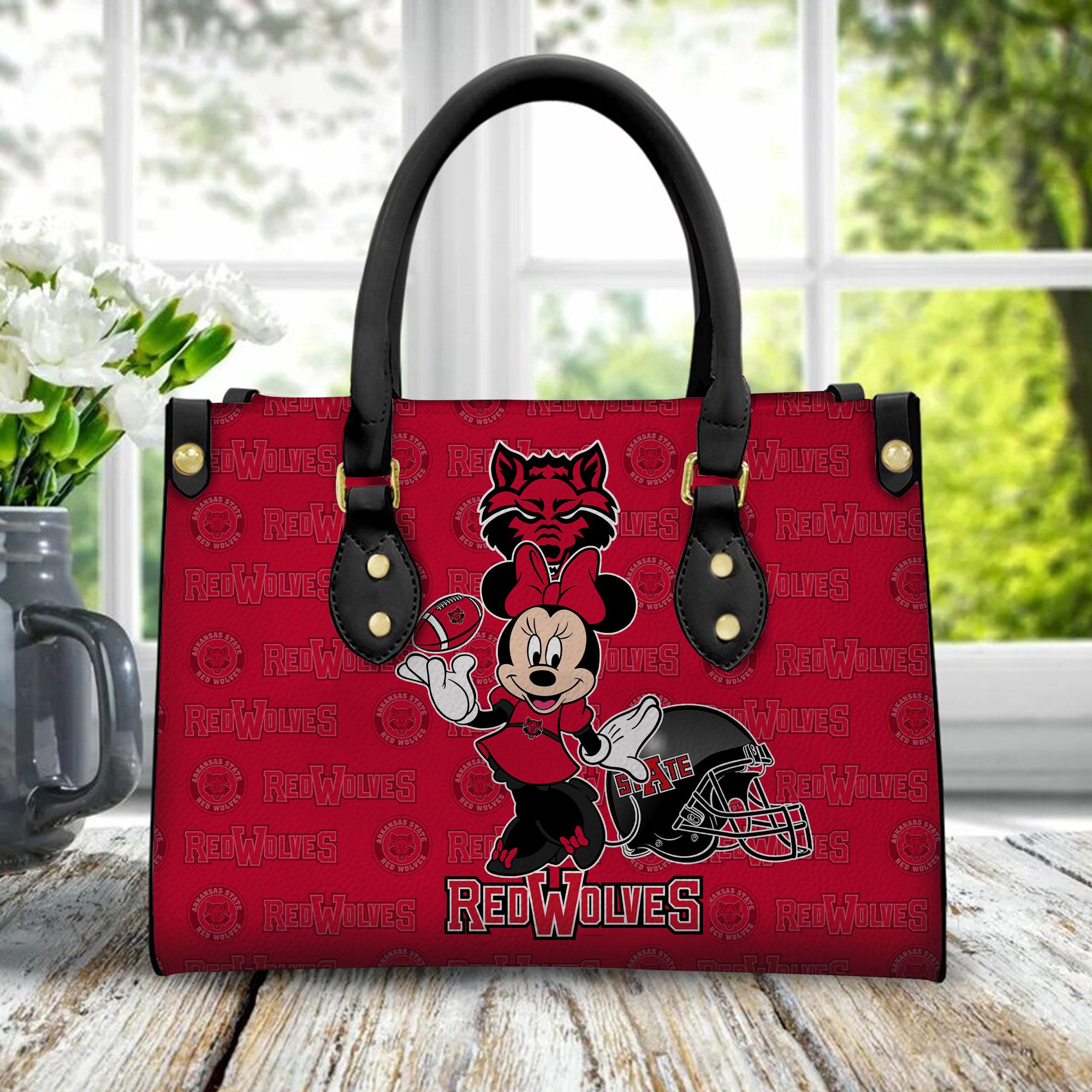 Arkansas State Red Wolves Minnie Premium Leather Handbag For Women