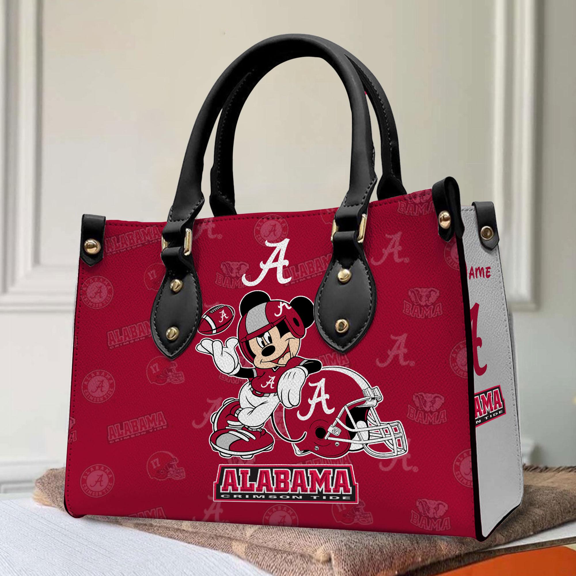 Alabama Crimson Tide Mickey Women'S Fashion Accessories For Every Occasions Leather Handbag