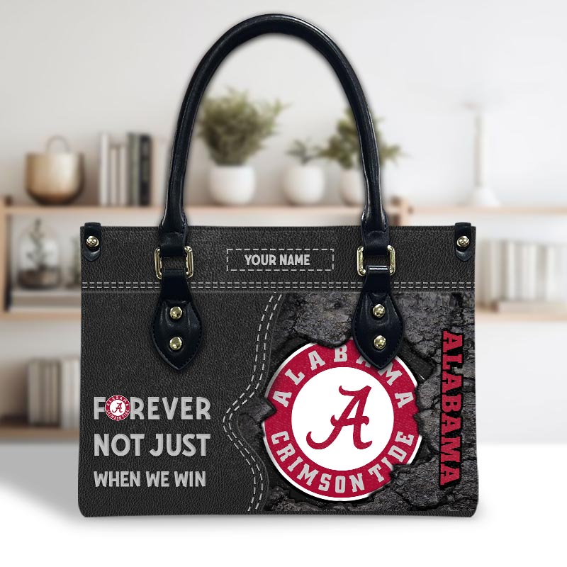 Alabama Crimson Tide 2025 Forever Not Just When We Win For Suitable For Birthdays, Holidays, Anniversaries Leather Handbag For Women