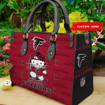 Atlanta Falcons Kitty Custom Name 2025 Women Leather Handbag