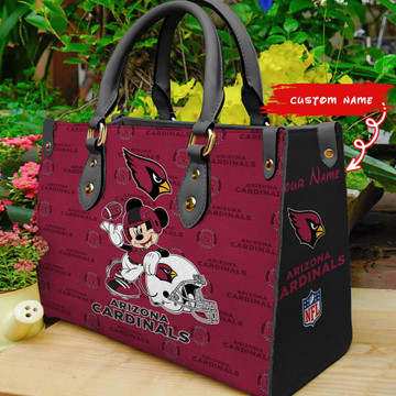 Arizona Cardinals Mickey Custom Name Leather Handbag For Women